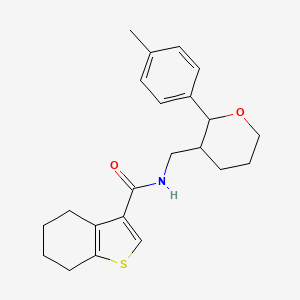 molecular formula C22H27NO2S B7431489 N-[[2-(4-methylphenyl)oxan-3-yl]methyl]-4,5,6,7-tetrahydro-1-benzothiophene-3-carboxamide 