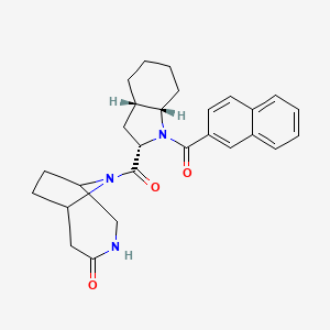 molecular formula C27H31N3O3 B7431495 9-[(2S,3aS,7aS)-1-(naphthalene-2-carbonyl)-2,3,3a,4,5,6,7,7a-octahydroindole-2-carbonyl]-3,9-diazabicyclo[4.2.1]nonan-4-one 