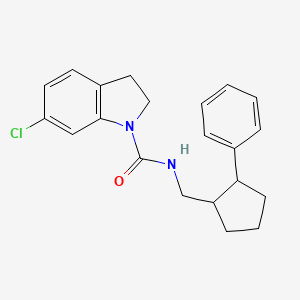 molecular formula C21H23ClN2O B7431509 6-chloro-N-[(2-phenylcyclopentyl)methyl]-2,3-dihydroindole-1-carboxamide 