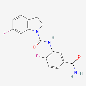 molecular formula C16H13F2N3O2 B7431517 N-(5-carbamoyl-2-fluorophenyl)-6-fluoro-2,3-dihydroindole-1-carboxamide 