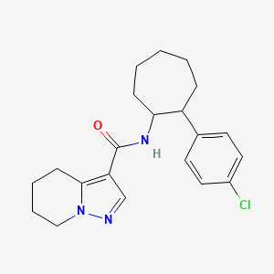 molecular formula C21H26ClN3O B7431525 N-[2-(4-chlorophenyl)cycloheptyl]-4,5,6,7-tetrahydropyrazolo[1,5-a]pyridine-3-carboxamide 