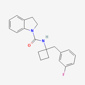 molecular formula C20H21FN2O B7431552 N-[1-[(3-fluorophenyl)methyl]cyclobutyl]-2,3-dihydroindole-1-carboxamide 