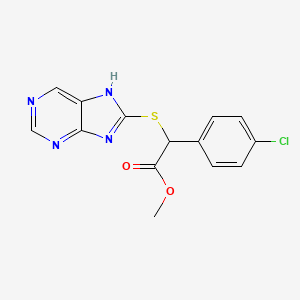 molecular formula C14H11ClN4O2S B7431570 methyl 2-(4-chlorophenyl)-2-(7H-purin-8-ylsulfanyl)acetate 