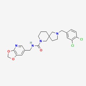 molecular formula C23H26Cl2N4O3 B7431577 2-[(3,4-dichlorophenyl)methyl]-N-([1,3]dioxolo[4,5-b]pyridin-6-ylmethyl)-2,7-diazaspiro[4.5]decane-7-carboxamide 