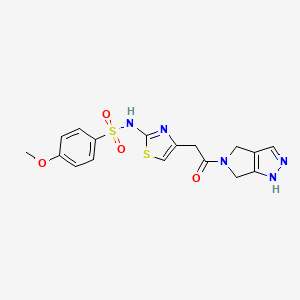 molecular formula C17H17N5O4S2 B7431596 N-[4-[2-(4,6-dihydro-1H-pyrrolo[3,4-c]pyrazol-5-yl)-2-oxoethyl]-1,3-thiazol-2-yl]-4-methoxybenzenesulfonamide 