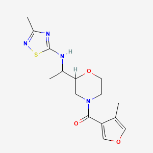 molecular formula C15H20N4O3S B7431598 (4-Methylfuran-3-yl)-[2-[1-[(3-methyl-1,2,4-thiadiazol-5-yl)amino]ethyl]morpholin-4-yl]methanone 
