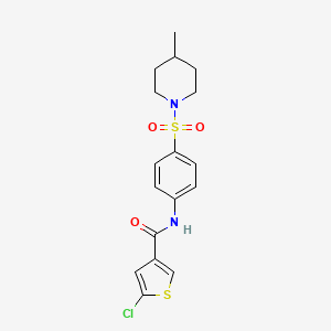 molecular formula C17H19ClN2O3S2 B7431605 5-chloro-N-[4-(4-methylpiperidin-1-yl)sulfonylphenyl]thiophene-3-carboxamide 