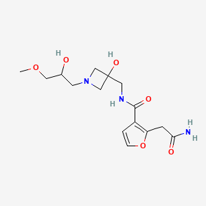 molecular formula C15H23N3O6 B7431610 2-(2-amino-2-oxoethyl)-N-[[3-hydroxy-1-(2-hydroxy-3-methoxypropyl)azetidin-3-yl]methyl]furan-3-carboxamide 
