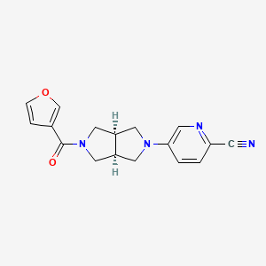 molecular formula C17H16N4O2 B7431622 5-[(3aS,6aR)-5-(furan-3-carbonyl)-1,3,3a,4,6,6a-hexahydropyrrolo[3,4-c]pyrrol-2-yl]pyridine-2-carbonitrile 