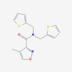 molecular formula C15H14N2O2S2 B7431627 4-methyl-N,N-bis(thiophen-2-ylmethyl)-1,2-oxazole-3-carboxamide 