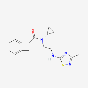 molecular formula C17H20N4OS B7431645 N-cyclopropyl-N-[2-[(3-methyl-1,2,4-thiadiazol-5-yl)amino]ethyl]bicyclo[4.2.0]octa-1,3,5-triene-7-carboxamide 
