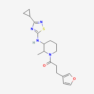 molecular formula C18H24N4O2S B7431653 1-[3-[(3-Cyclopropyl-1,2,4-thiadiazol-5-yl)amino]-2-methylpiperidin-1-yl]-3-(furan-3-yl)propan-1-one 