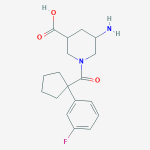 molecular formula C18H23FN2O3 B7431667 5-Amino-1-[1-(3-fluorophenyl)cyclopentanecarbonyl]piperidine-3-carboxylic acid 