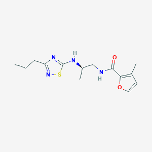 molecular formula C14H20N4O2S B7431669 3-methyl-N-[(2R)-2-[(3-propyl-1,2,4-thiadiazol-5-yl)amino]propyl]furan-2-carboxamide 
