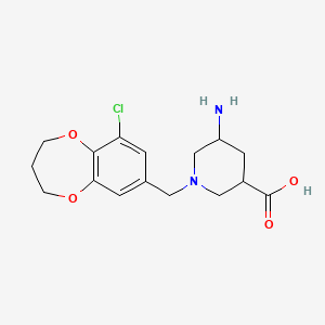 molecular formula C16H21ClN2O4 B7431677 5-amino-1-[(6-chloro-3,4-dihydro-2H-1,5-benzodioxepin-8-yl)methyl]piperidine-3-carboxylic acid 
