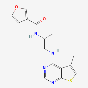 molecular formula C15H16N4O2S B7431695 N-[1-[(5-methylthieno[2,3-d]pyrimidin-4-yl)amino]propan-2-yl]furan-3-carboxamide 