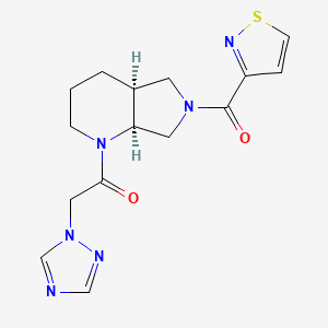 molecular formula C15H18N6O2S B7431703 1-[(4aS,7aS)-6-(1,2-thiazole-3-carbonyl)-3,4,4a,5,7,7a-hexahydro-2H-pyrrolo[3,4-b]pyridin-1-yl]-2-(1,2,4-triazol-1-yl)ethanone 