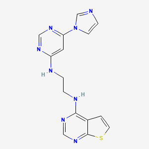 molecular formula C15H14N8S B7431761 N-(6-imidazol-1-ylpyrimidin-4-yl)-N'-thieno[2,3-d]pyrimidin-4-ylethane-1,2-diamine 