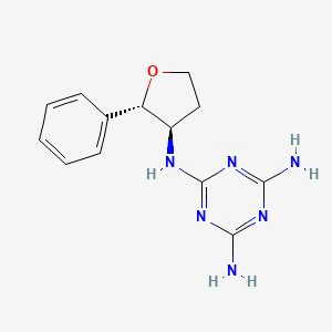 molecular formula C13H16N6O B7431771 2-N-[(2S,3R)-2-phenyloxolan-3-yl]-1,3,5-triazine-2,4,6-triamine 