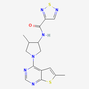molecular formula C15H16N6OS2 B7431777 N-[4-methyl-1-(6-methylthieno[2,3-d]pyrimidin-4-yl)pyrrolidin-3-yl]-1,2,5-thiadiazole-3-carboxamide 