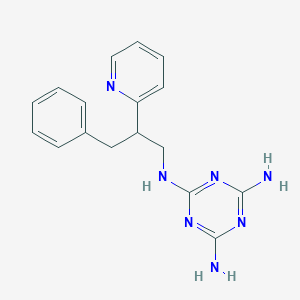 molecular formula C17H19N7 B7431784 2-N-(3-phenyl-2-pyridin-2-ylpropyl)-1,3,5-triazine-2,4,6-triamine 
