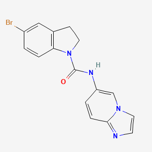 molecular formula C16H13BrN4O B7431786 5-bromo-N-imidazo[1,2-a]pyridin-6-yl-2,3-dihydroindole-1-carboxamide 