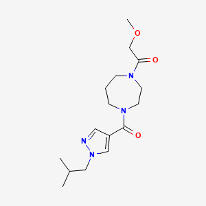 molecular formula C16H26N4O3 B7431798 2-Methoxy-1-[4-[1-(2-methylpropyl)pyrazole-4-carbonyl]-1,4-diazepan-1-yl]ethanone 