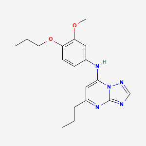 molecular formula C18H23N5O2 B7431802 N-(3-methoxy-4-propoxyphenyl)-5-propyl-[1,2,4]triazolo[1,5-a]pyrimidin-7-amine 