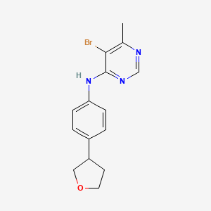 molecular formula C15H16BrN3O B7431808 5-bromo-6-methyl-N-[4-(oxolan-3-yl)phenyl]pyrimidin-4-amine 