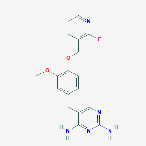 molecular formula C18H18FN5O2 B7431809 5-[[4-[(2-Fluoropyridin-3-yl)methoxy]-3-methoxyphenyl]methyl]pyrimidine-2,4-diamine 