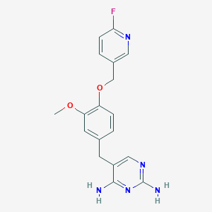 molecular formula C18H18FN5O2 B7431818 5-[[4-[(6-Fluoropyridin-3-yl)methoxy]-3-methoxyphenyl]methyl]pyrimidine-2,4-diamine 