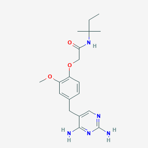 molecular formula C19H27N5O3 B7431831 2-[4-[(2,4-diaminopyrimidin-5-yl)methyl]-2-methoxyphenoxy]-N-(2-methylbutan-2-yl)acetamide 