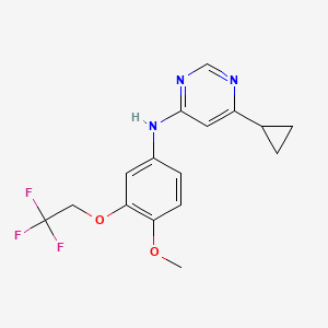 molecular formula C16H16F3N3O2 B7431872 6-cyclopropyl-N-[4-methoxy-3-(2,2,2-trifluoroethoxy)phenyl]pyrimidin-4-amine 