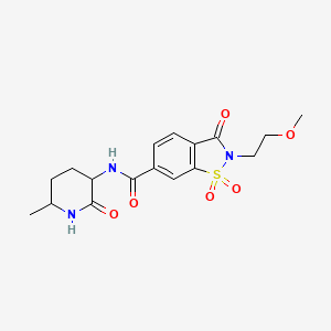molecular formula C17H21N3O6S B7431880 2-(2-methoxyethyl)-N-(6-methyl-2-oxopiperidin-3-yl)-1,1,3-trioxo-1,2-benzothiazole-6-carboxamide 