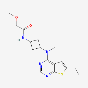 molecular formula C16H22N4O2S B7431887 N-[3-[(6-ethylthieno[2,3-d]pyrimidin-4-yl)-methylamino]cyclobutyl]-2-methoxyacetamide 