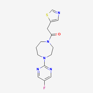 molecular formula C14H16FN5OS B7431894 1-[4-(5-Fluoropyrimidin-2-yl)-1,4-diazepan-1-yl]-2-(1,3-thiazol-5-yl)ethanone 