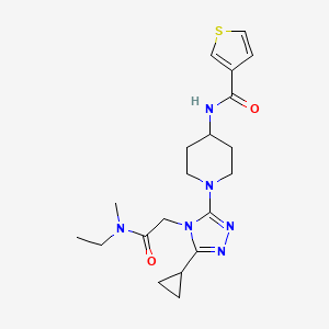 molecular formula C20H28N6O2S B7431901 N-[1-[5-cyclopropyl-4-[2-[ethyl(methyl)amino]-2-oxoethyl]-1,2,4-triazol-3-yl]piperidin-4-yl]thiophene-3-carboxamide 