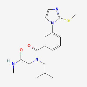 molecular formula C18H24N4O2S B7431909 N-[2-(methylamino)-2-oxoethyl]-N-(2-methylpropyl)-3-(2-methylsulfanylimidazol-1-yl)benzamide 