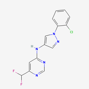molecular formula C14H10ClF2N5 B7431912 N-[1-(2-chlorophenyl)pyrazol-4-yl]-6-(difluoromethyl)pyrimidin-4-amine 