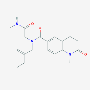 molecular formula C19H25N3O3 B7431941 1-methyl-N-[2-(methylamino)-2-oxoethyl]-N-(2-methylidenebutyl)-2-oxo-3,4-dihydroquinoline-6-carboxamide 