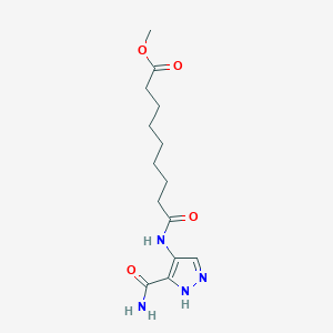 molecular formula C14H22N4O4 B7431950 methyl 9-[(5-carbamoyl-1H-pyrazol-4-yl)amino]-9-oxononanoate 