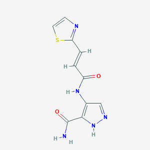 molecular formula C10H9N5O2S B7431976 4-[[(E)-3-(1,3-thiazol-2-yl)prop-2-enoyl]amino]-1H-pyrazole-5-carboxamide 