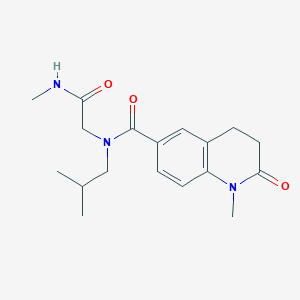 molecular formula C18H25N3O3 B7431986 1-methyl-N-[2-(methylamino)-2-oxoethyl]-N-(2-methylpropyl)-2-oxo-3,4-dihydroquinoline-6-carboxamide 