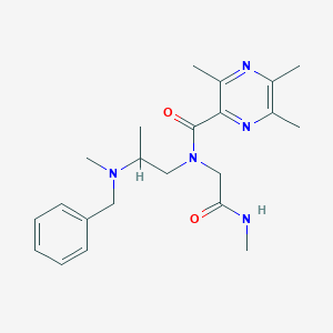 molecular formula C22H31N5O2 B7432009 N-[2-[benzyl(methyl)amino]propyl]-3,5,6-trimethyl-N-[2-(methylamino)-2-oxoethyl]pyrazine-2-carboxamide 