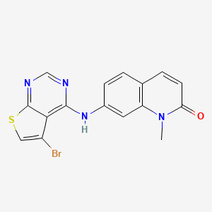 molecular formula C16H11BrN4OS B7432018 7-[(5-Bromothieno[2,3-d]pyrimidin-4-yl)amino]-1-methylquinolin-2-one 