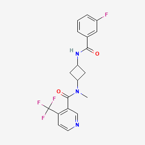 molecular formula C19H17F4N3O2 B7432023 N-[3-[(3-fluorobenzoyl)amino]cyclobutyl]-N-methyl-4-(trifluoromethyl)pyridine-3-carboxamide 
