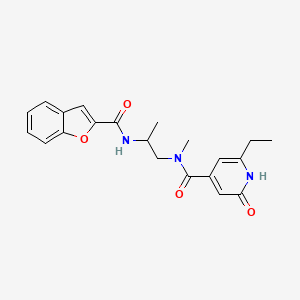 molecular formula C21H23N3O4 B7432028 N-[2-(1-benzofuran-2-carbonylamino)propyl]-2-ethyl-N-methyl-6-oxo-1H-pyridine-4-carboxamide 