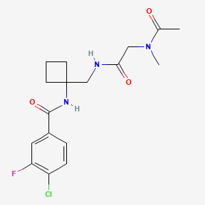 molecular formula C17H21ClFN3O3 B7432047 N-[1-[[[2-[acetyl(methyl)amino]acetyl]amino]methyl]cyclobutyl]-4-chloro-3-fluorobenzamide 