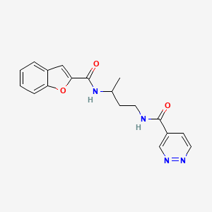 molecular formula C18H18N4O3 B7432065 N-[3-(1-benzofuran-2-carbonylamino)butyl]pyridazine-4-carboxamide 