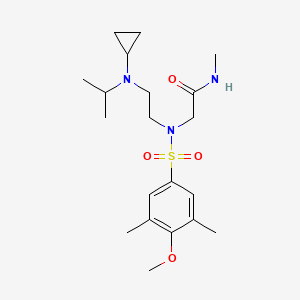 molecular formula C20H33N3O4S B7432069 2-[2-[cyclopropyl(propan-2-yl)amino]ethyl-(4-methoxy-3,5-dimethylphenyl)sulfonylamino]-N-methylacetamide 